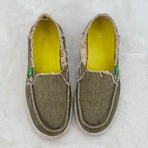 Sanuk Slip On Loafers Women Size 7 Frayed Canvas Comfort Shoes Flats Loafers